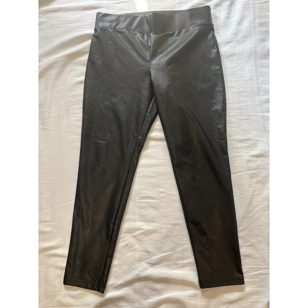LOFT Outlet Womens L Black Faux Leather High Rise Leggings Stretch Pull On